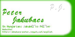 peter jakubacs business card